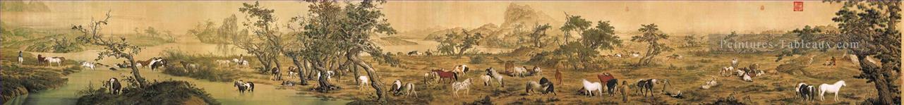 100 de chevaux lang brillant chinois traditionnel Peintures à l'huile